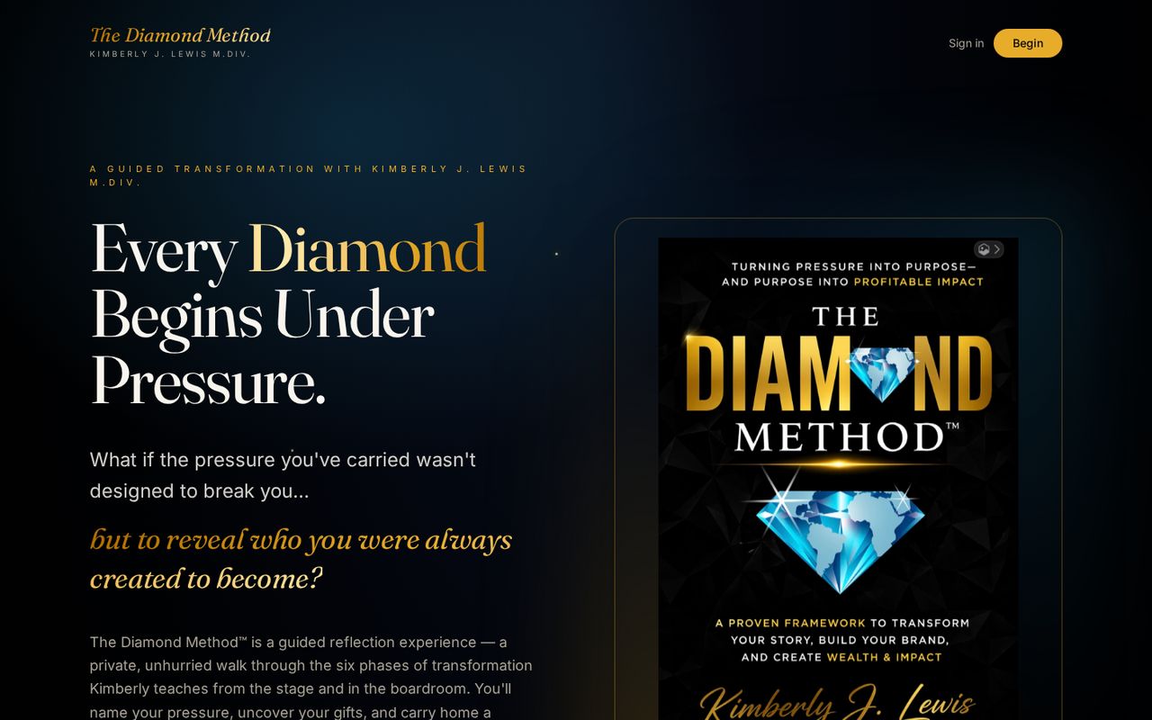 Homepage of the The Diamond Method™ — Book Experience website