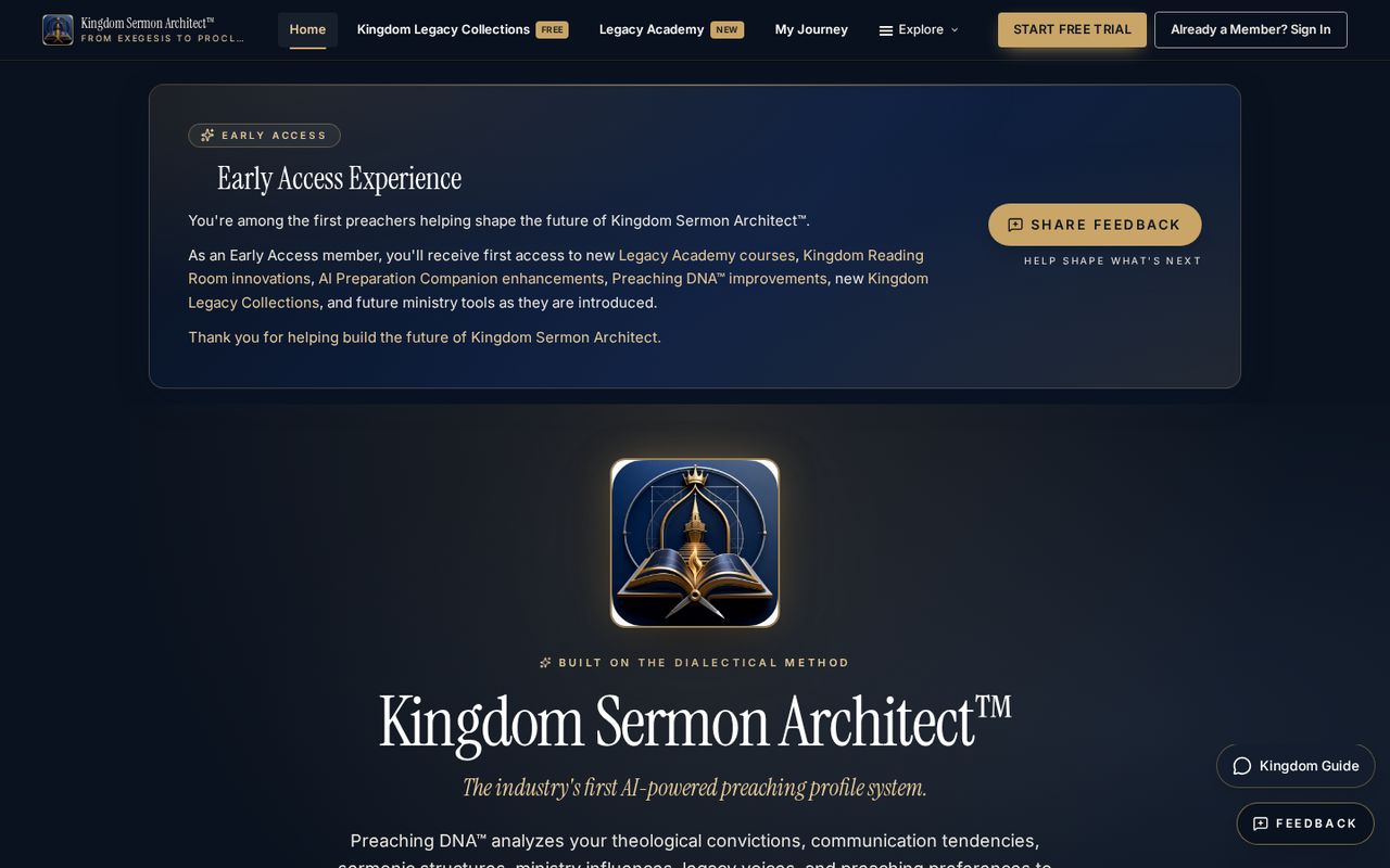 Homepage of the Kingdom Sermon Architect™ website