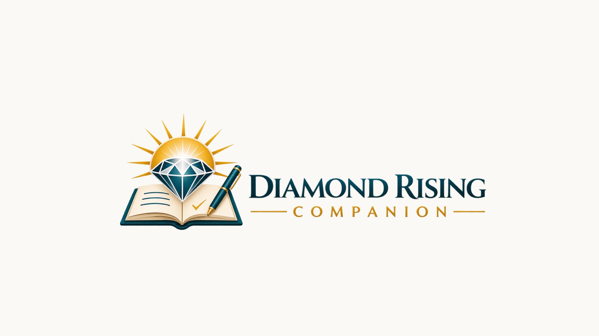 Official Diamond Rising Companion logo: a rising sun, diamond, open book, and pen