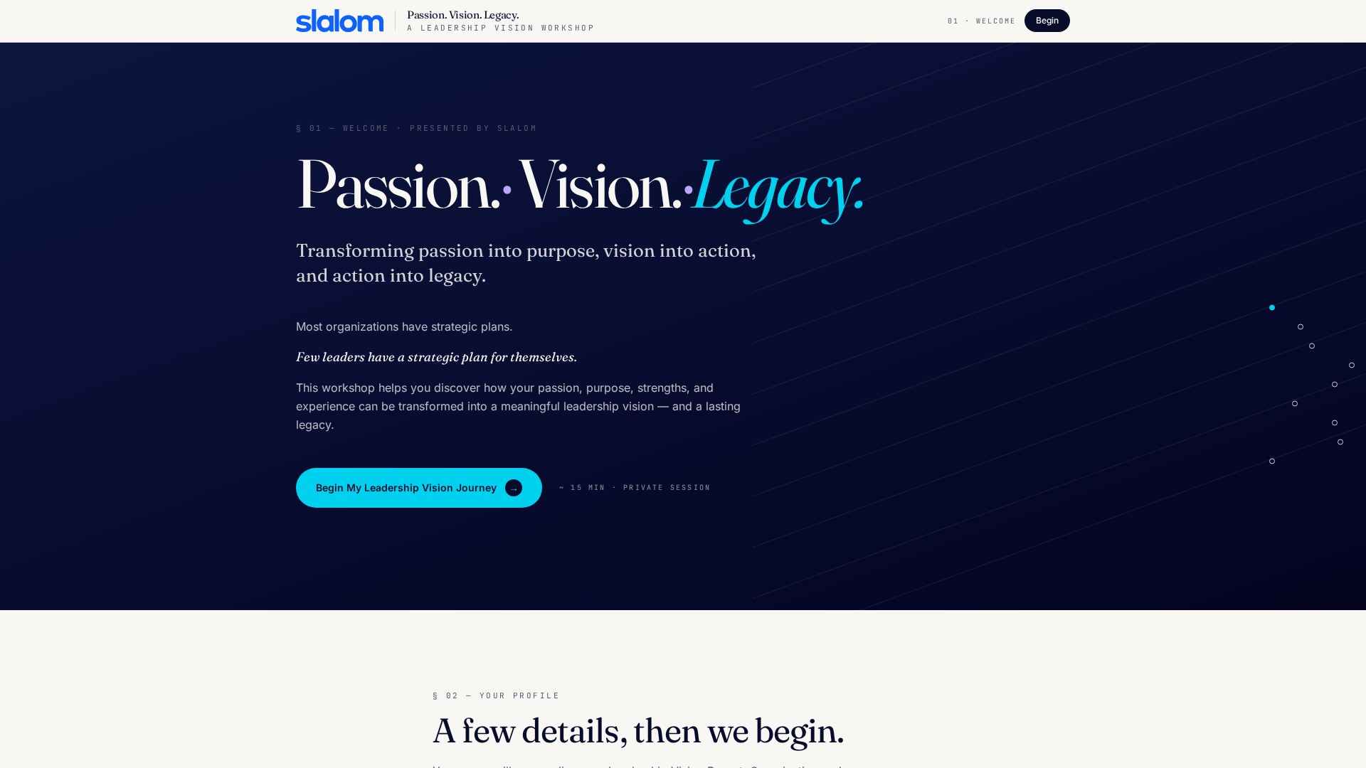 Homepage of the Leadership Vision Lab website