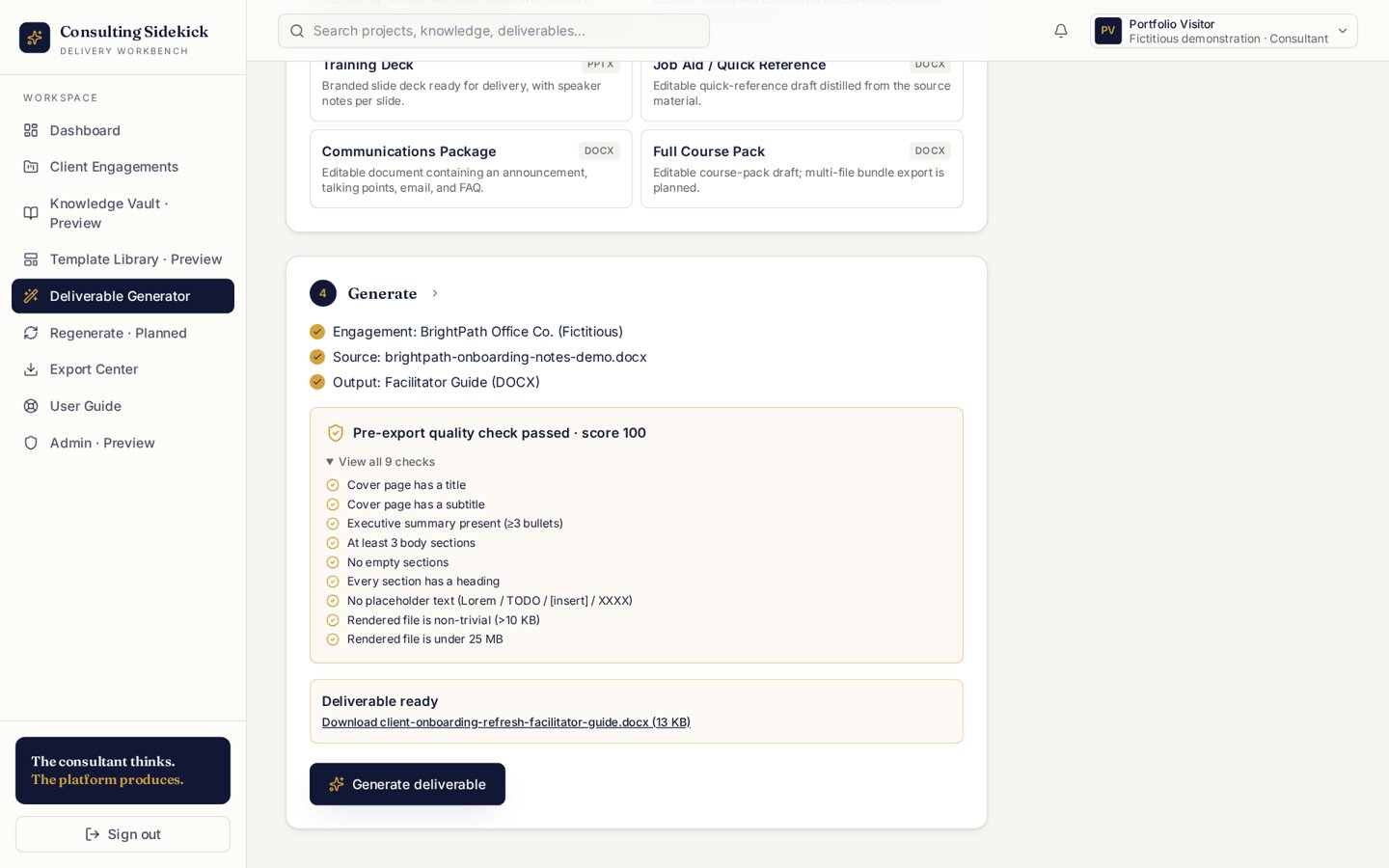 Pre-export quality check and editable draft ready to download