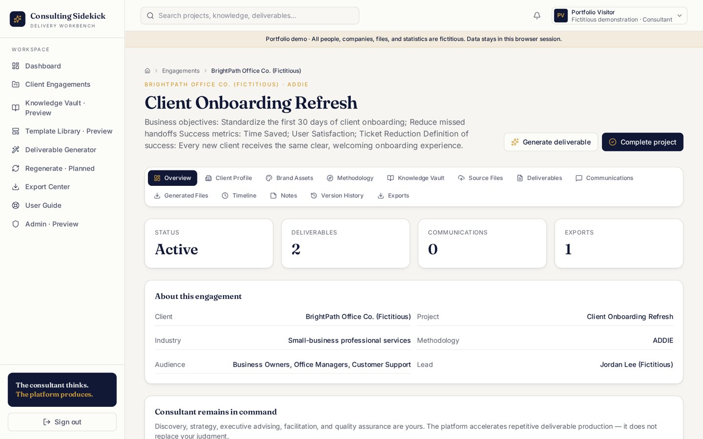 Engagement workspace for the fictitious BrightPath onboarding project