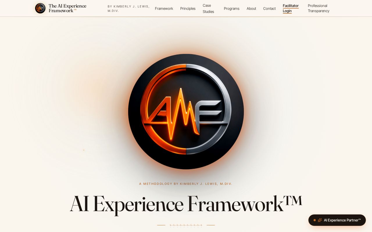 Homepage of the AI Experience Framework™ website